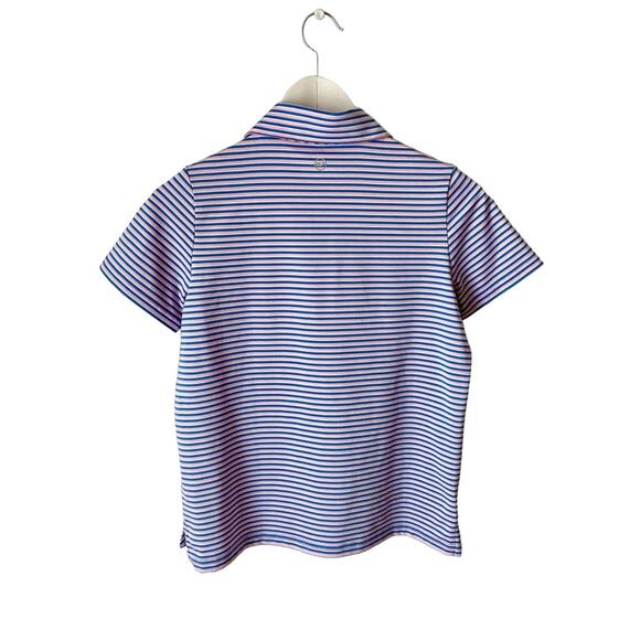 Vineyard Vines Blue and Pink Striped Performance Polo Size Medium - Picture 2 of 4